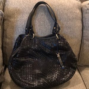Cole Hahn Black Leather Weave Purse